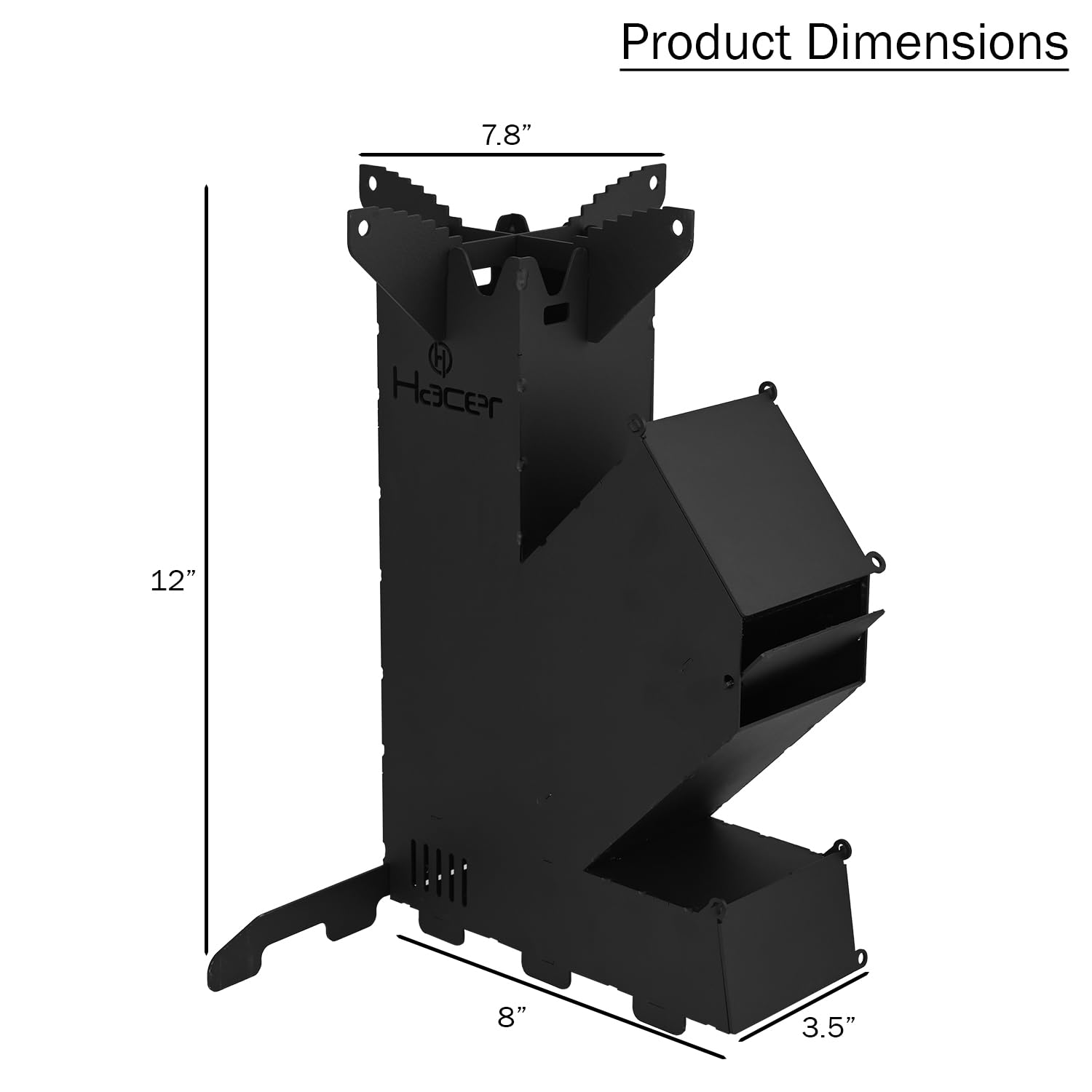 Hacer Rocket Stove Portable Wood Mini Burning Chulha with Large Fuel Chamber Carry Bag Fire Poker & Safety Hand Gloves for Outdoor Cooking Camping Picnic - Set of 1 - Image 2
