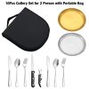 PROBEROS 10Pcs Cutlery Set  With Portable Bag for Camping - Image 8
