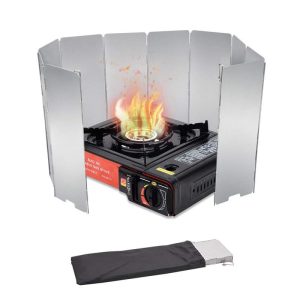 NEAR STOP 10 Plates Folding Aluminum Lightweight Compact Camping Burner Stove Windscreen