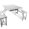 p yu enterprise 4 Person Aluminium Portable Folding Classic Table Set with Umbrella Hole Suitable For Camping - Image 2
