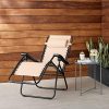 Alloy Steel Camping Folding Reclining Chair With Pillow (Beige) - Image 2