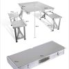 p yu enterprise 4 Person Aluminium Portable Folding Classic Table Set with Umbrella Hole Suitable For Camping - Image 4
