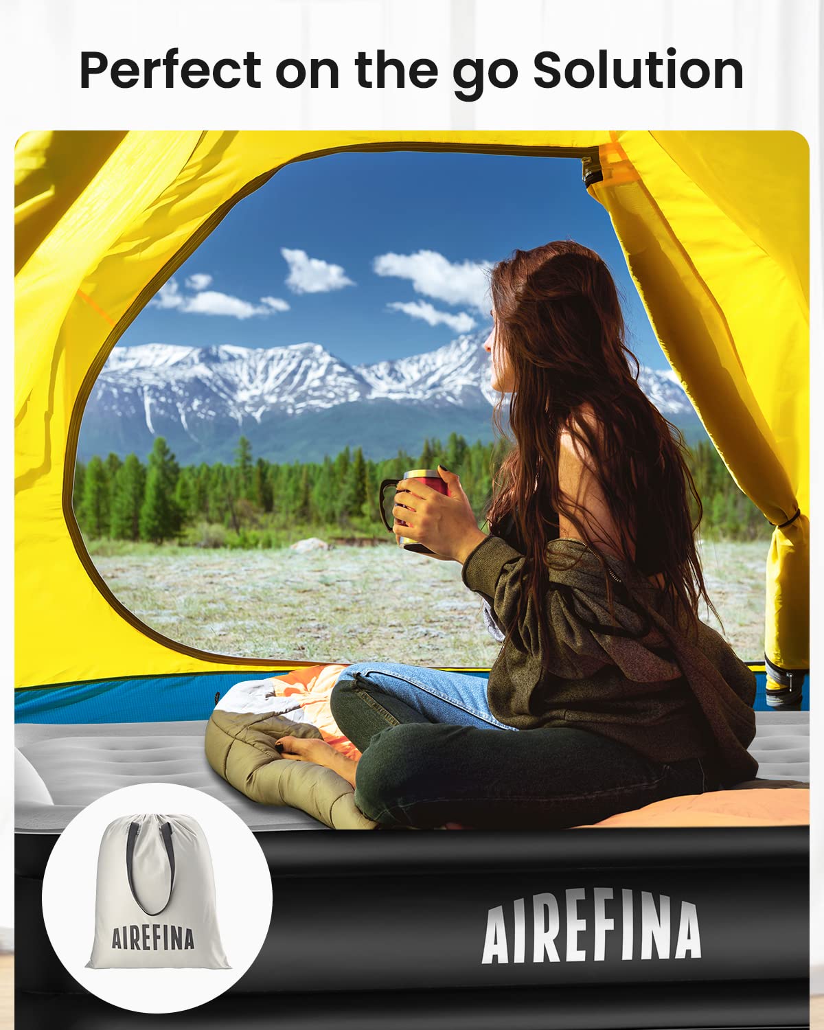 Airefina Queen Air Mattress with Built-in Pump For Camping - Image 7