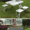 p yu enterprise 4 Person Aluminium Portable Folding Classic Table Set with Umbrella Hole Suitable For Camping - Image 8