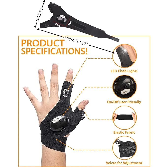 XForce Plaza Camping LED Flashlight Gloves - Image 7
