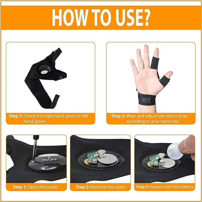 XForce Plaza Camping LED Flashlight Gloves - Image 2