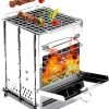 GION Camping Stove, Camp Wood Burning Stove & Grill Portable Stainless Steel Stove for Outdoor Hiking Picnic BBQ with Storage Bag (1Pcs) (Large – 20 x 20 x 27 cm) - Image 2