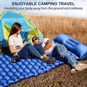 PROBEROS Polyurethane Camping Air Mattress with Pillow and Built-In Foot Pump