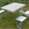 p yu enterprise 4 Person Aluminium Portable Folding Classic Table Set with Umbrella Hole Suitable For Camping - Image 7