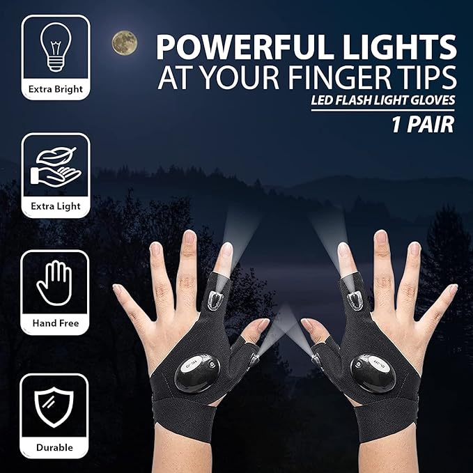 XForce Plaza Camping LED Flashlight Gloves - Image 4