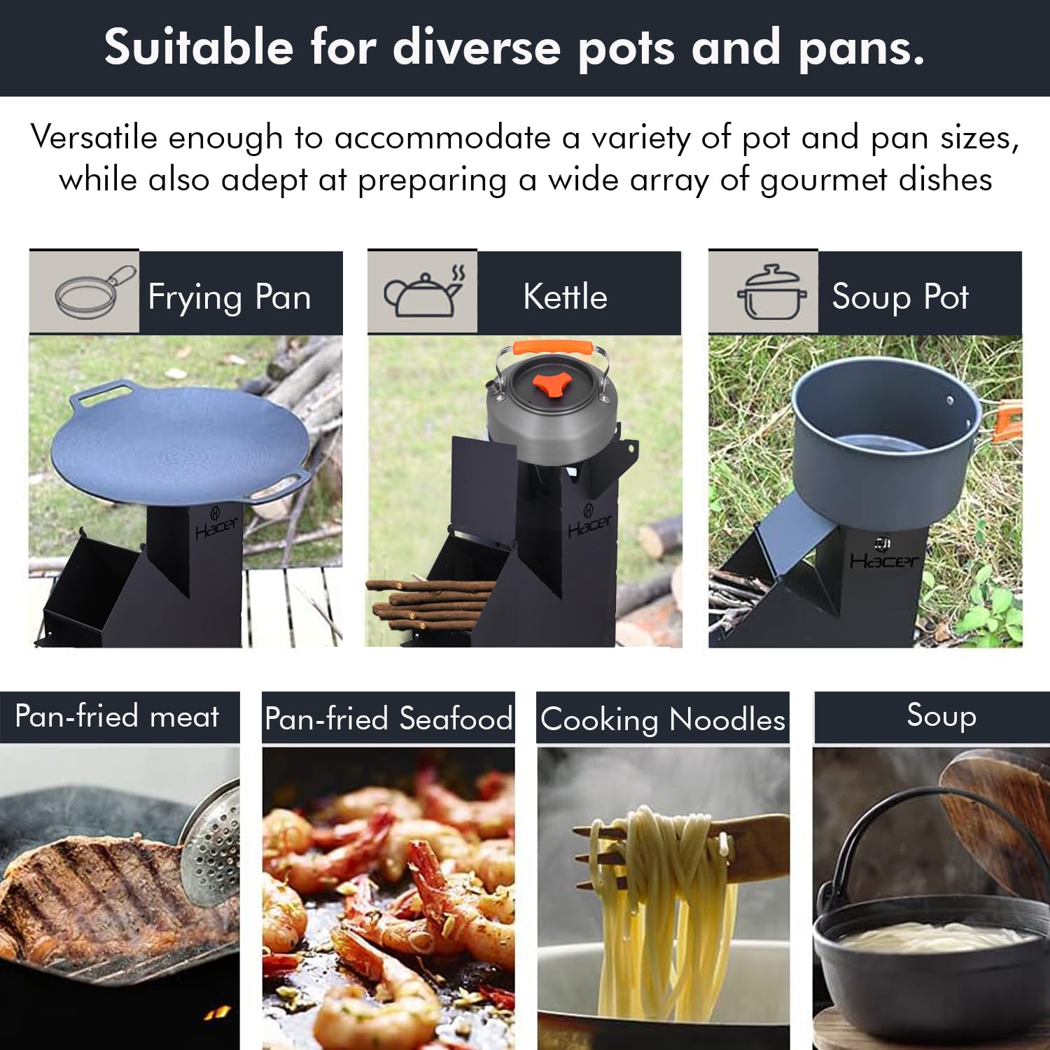 Hacer Rocket Stove Portable Wood Mini Burning Chulha with Large Fuel Chamber Carry Bag Fire Poker & Safety Hand Gloves for Outdoor Cooking Camping Picnic - Set of 1 - Image 4