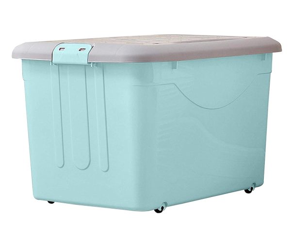 TIED RIBBONS Plastic Multipurpose Rectangular Storage Box Container Organizer with Closing Lid, Wheels and Side Locking Handles