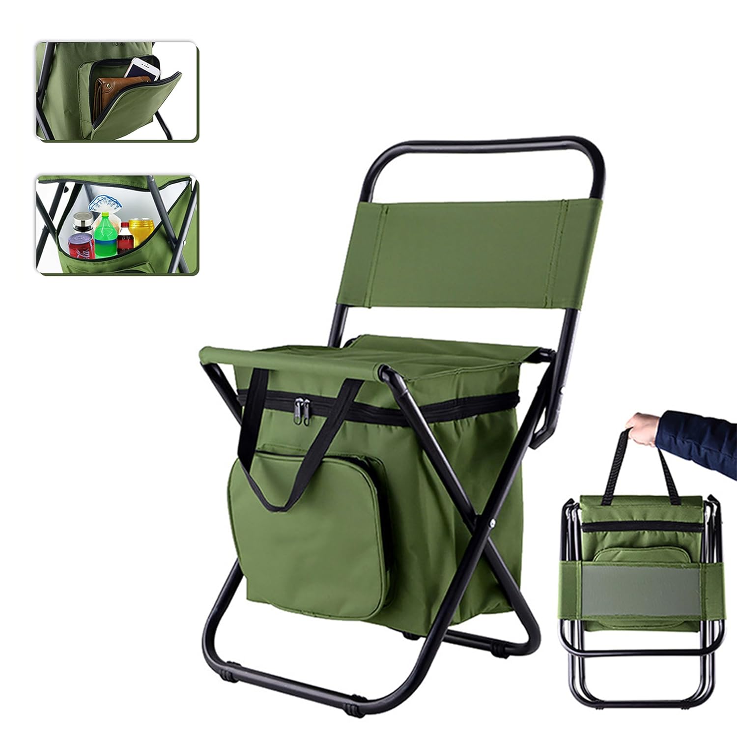 Yindella Foldable Camping Chair with Cooler Bag - Image 3