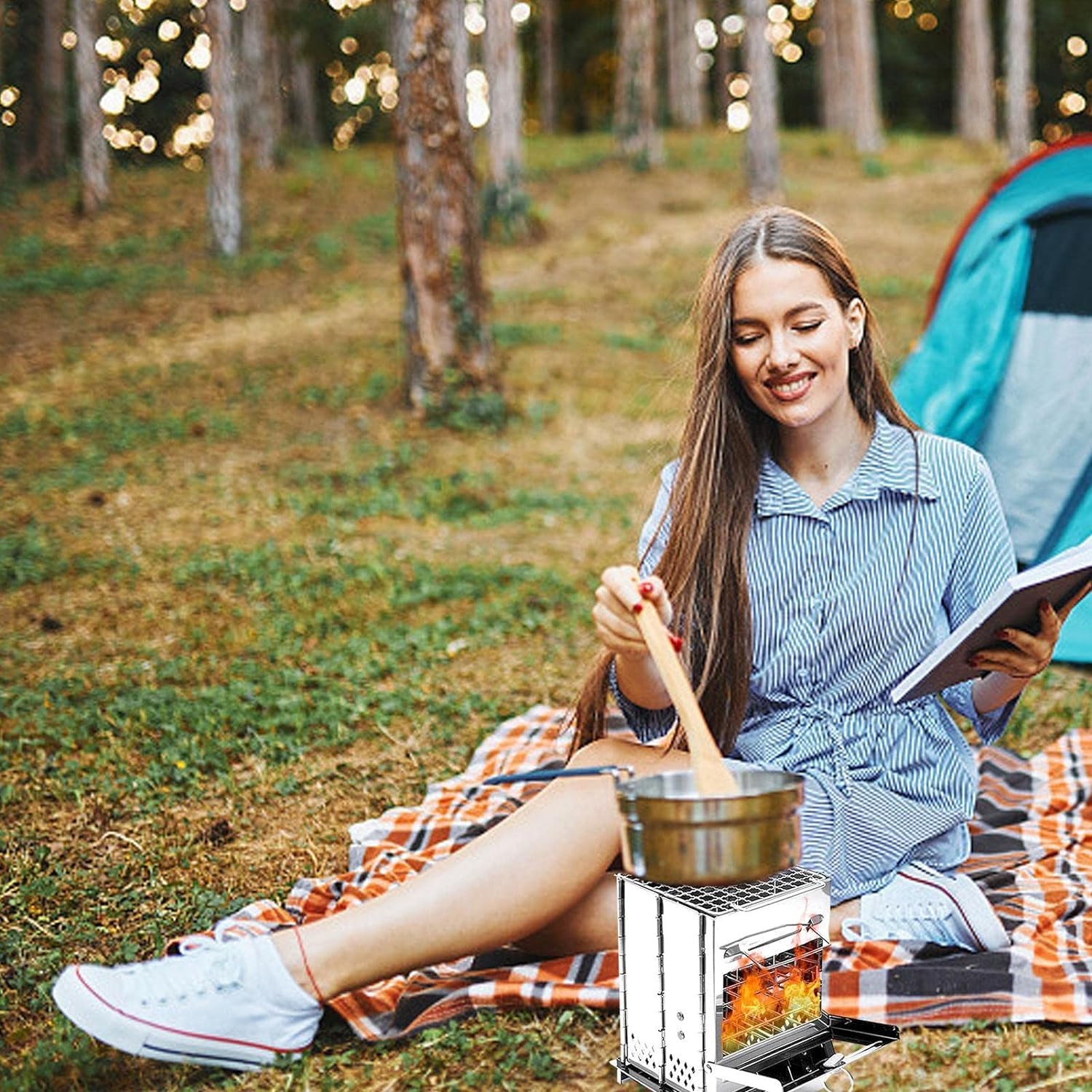 GION Wood Burning Camping Stove with Grill - Image 10