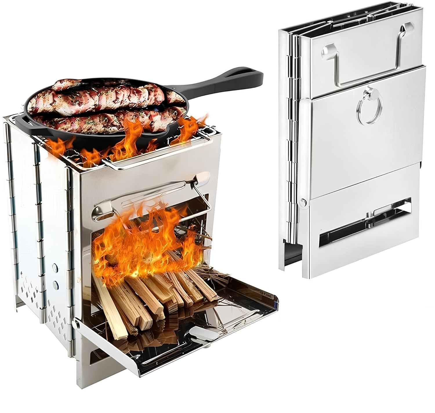 GION Wood Burning Camping Stove with Grill