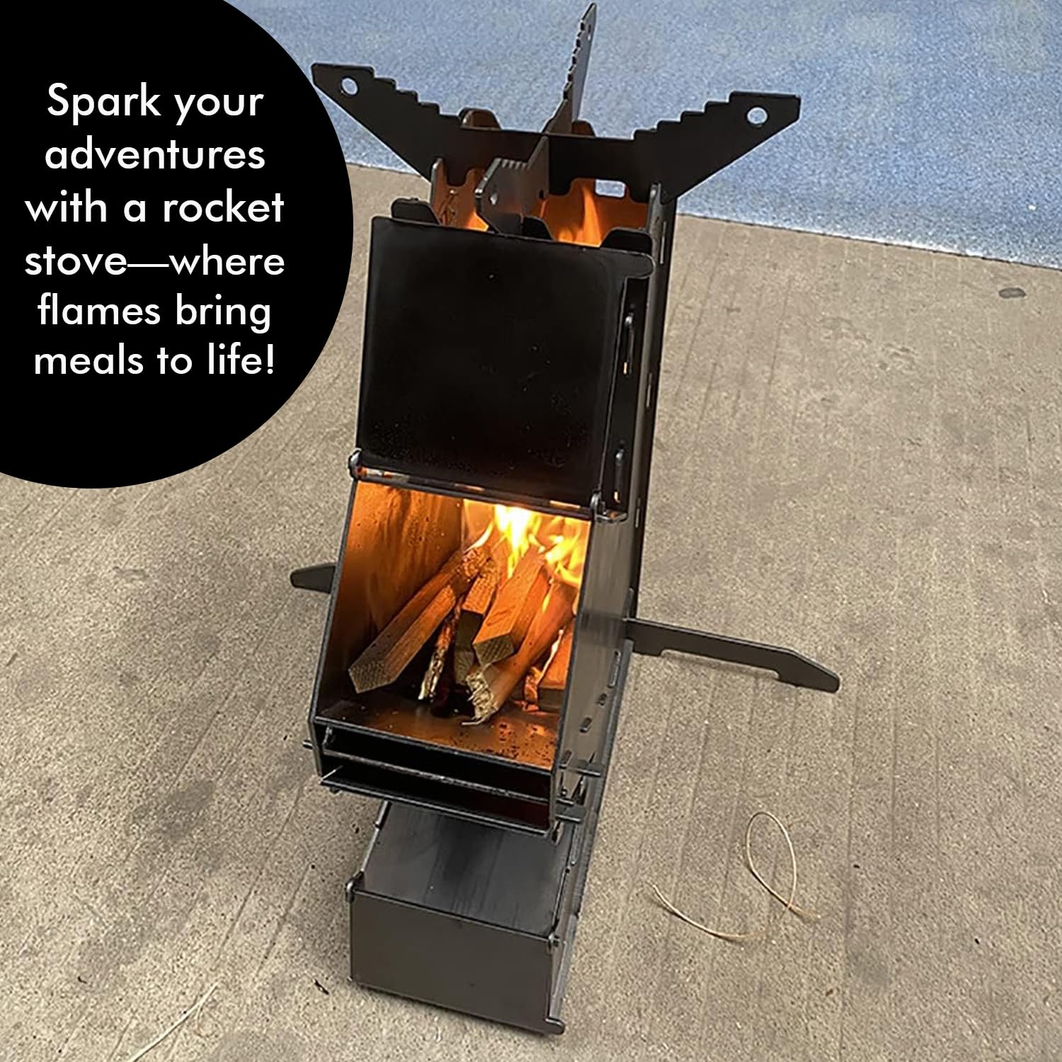 Hacer Rocket Stove Portable Wood Mini Burning Chulha with Large Fuel Chamber Carry Bag Fire Poker & Safety Hand Gloves for Outdoor Cooking Camping Picnic - Set of 1 - Image 7