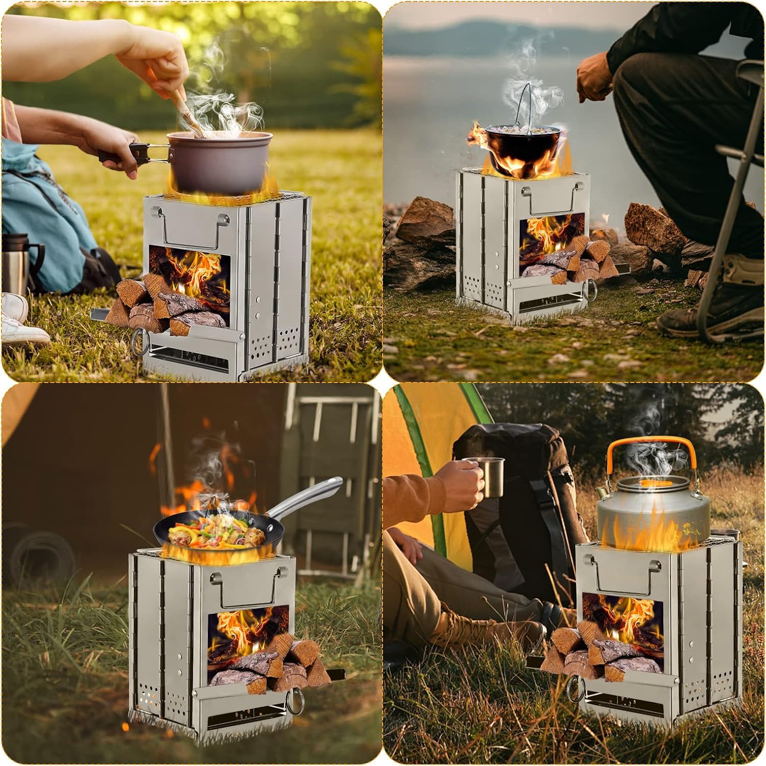 GION Wood Burning Camping Stove with Grill - Image 8