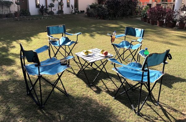 Star Metal Fabric Portable Camping  Chairs Set of 4