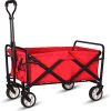 Heavy Duty Collapsible Folding Wagon Utility Camping Cart with Universal Wheels & Adjustable Handle - Image 4