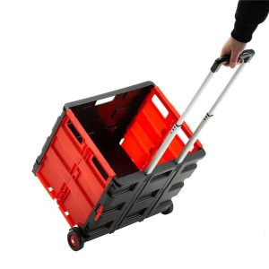 Bigapple Rolling Wheels Plastic Basket Portable Camping Folding Trolley Cart