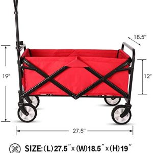 Heavy Duty Collapsible Folding Wagon Utility Camping Cart with Universal Wheels & Adjustable Handle