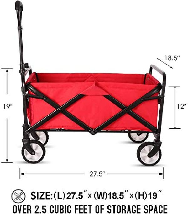Heavy Duty Collapsible Folding Wagon Utility Camping Cart with Universal Wheels & Adjustable Handle