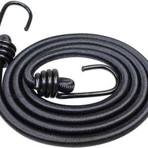 HUUSO 1.8 Mtr Pro-Grade Multipurpose Black Elastic Heavy-Duty Bungee Cord Rope - Strong, Stretchy and Reliable, Suitable for Car Camping
