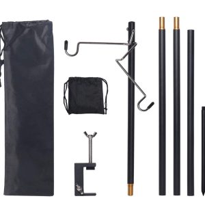 NEAR STOP Folding Lantern Stand Pole Portable Lamp Stand Hook Collapsible Light Stand Holder for Camping Fishing Picnic BBQ Outdoor Activities