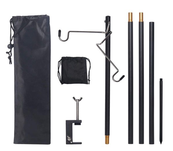 NEAR STOP Folding Lantern Stand Pole Portable Lamp Stand Hook Collapsible Light Stand Holder for Camping Fishing Picnic BBQ Outdoor Activities