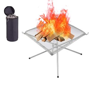 Lista Portable Camping Fire Pit, Extra Large 22 Inch Collapsible Stainless Steel Mesh Fire Pit Outdoor Wood Burner Foldable Campfire