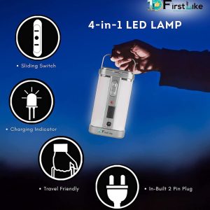 FIRSTLIKE Electric & Solar 4 Tube 360 Degree Extra Bright 8 hrs Lantern Emergency Light For Camping