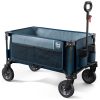 TIMBER RIDGE Collapsible Outdoor Folding Wagon Cart Heavy Duty Camping Patio Shopping Garden Cart with Side Bag Cup Holder - Image 5