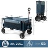 TIMBER RIDGE Collapsible Outdoor Folding Wagon Cart Heavy Duty Camping Patio Shopping Garden Cart with Side Bag Cup Holder - Image 7