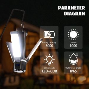 PROSFIA LED Camping Lantern 3000mAh USB Rechargeable Camping Lamp