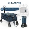 TIMBER RIDGE Collapsible Outdoor Folding Wagon Cart Heavy Duty Camping Patio Shopping Garden Cart with Side Bag Cup Holder - Image 6