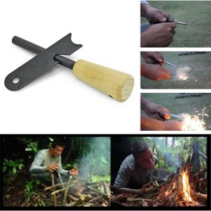 Ship - Fire Starter Magnesium Rod, Flint Steel Fire Wood Handle Starter for Survival Tool Camping