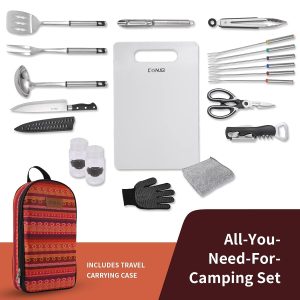 CONJGI Portable Camping Cooking Utensils Set - 19 PCS Cookware