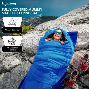 Lifelong Sleeping Bag for Camping_Winter Sleeping Bags Certified for Temperatures -7°C to 0°C