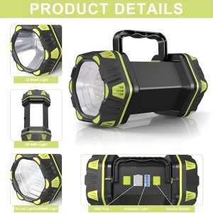 GHIME Torch Light High Power Long Distance Rechargeable Camping Flashlight