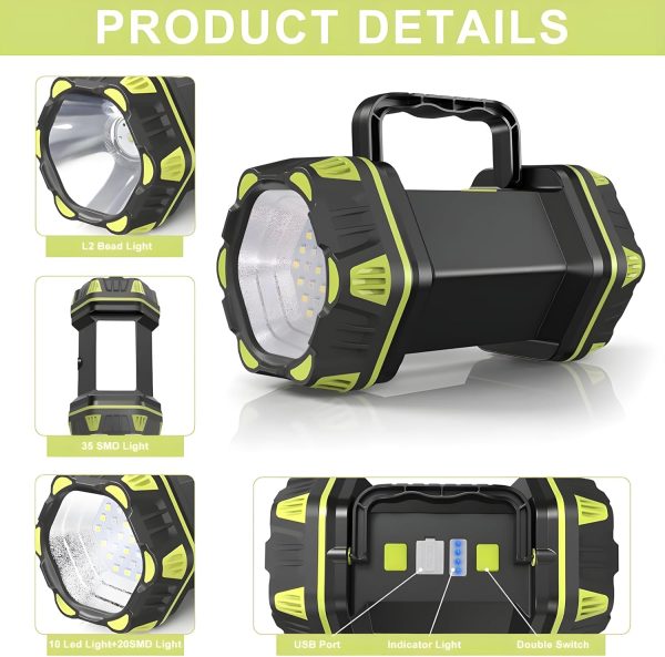 GHIME Torch Light High Power Long Distance Rechargeable Camping Flashlight