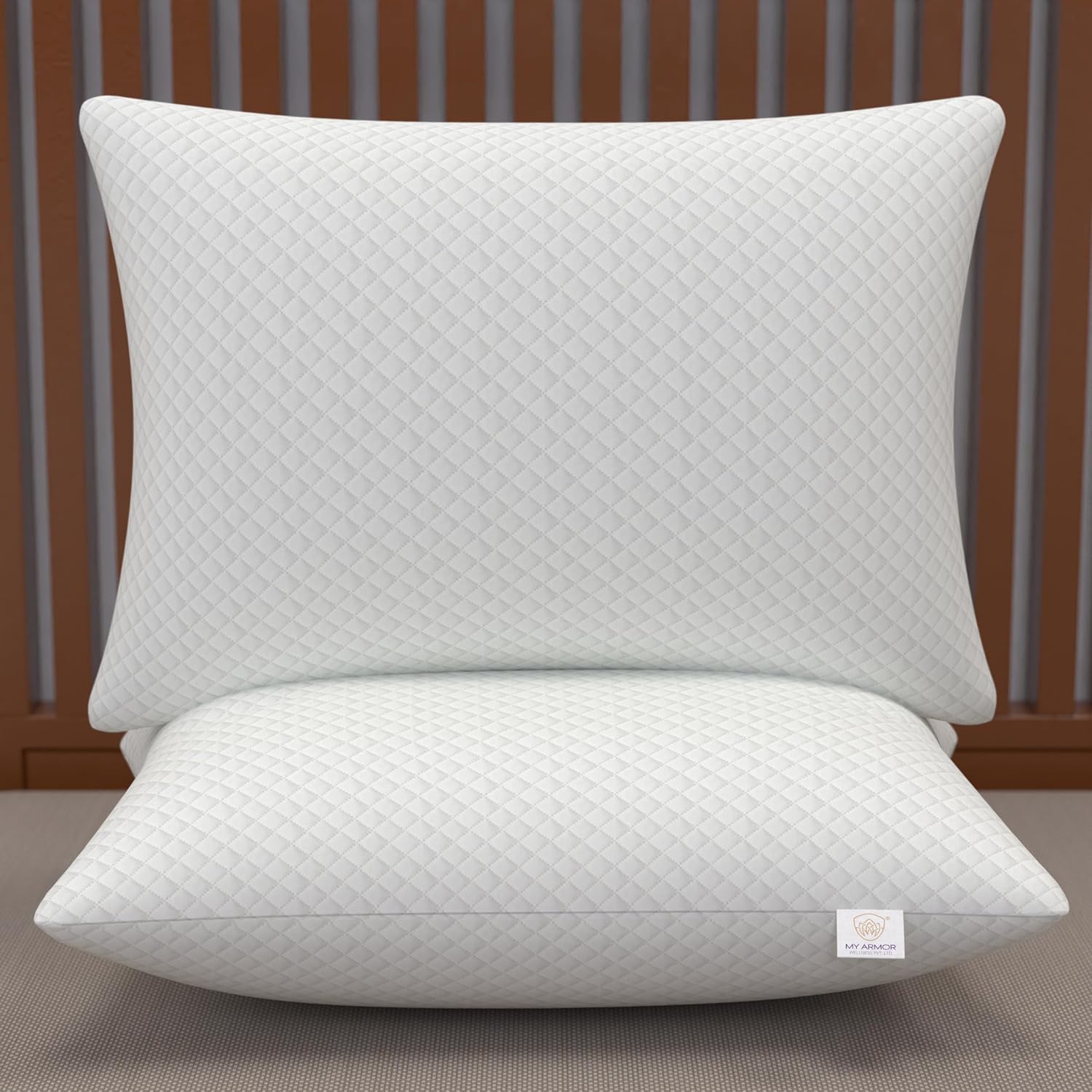 MY ARMOR Height Adjustable Conjugate Fiber Sleeping Pillows with Zip and Extra Fibre For Camping