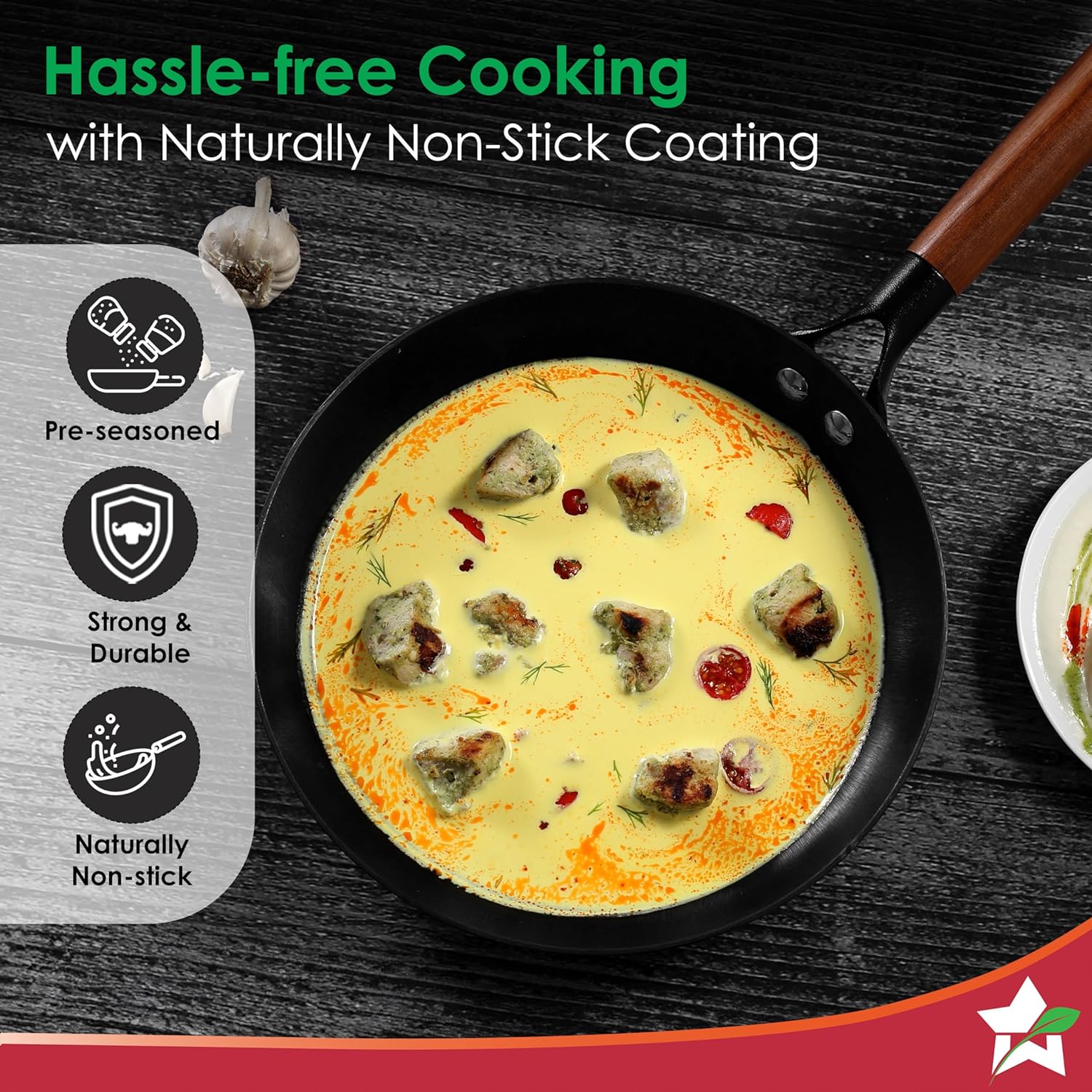 Wonderchef Pre-Seasoned Ferro Light 24cm Cast Iron Fry Pan - Image 4