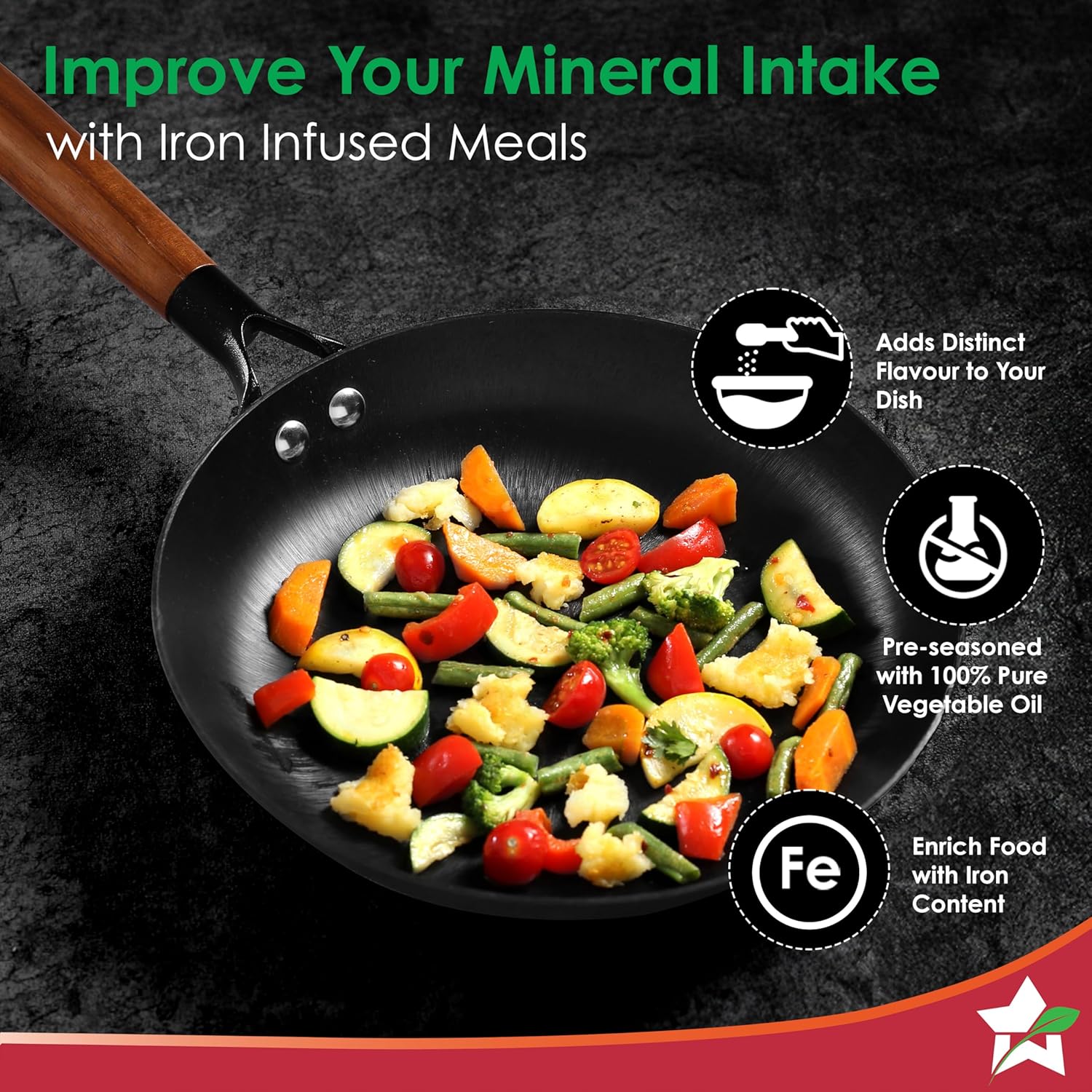 Wonderchef Pre-Seasoned Ferro Light 24cm Cast Iron Fry Pan - Image 6