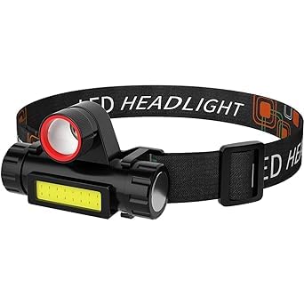 SSEA Waterproof Headlight Flashlight with Zoomable Wide Beam LED HeadLamp for Camping