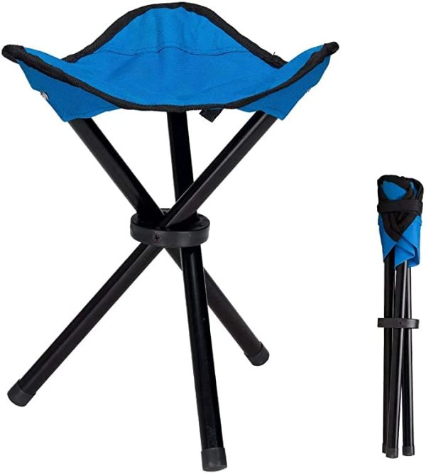 Prechana Folding Camping Stool Portable Fishing Chair Seat For Camping Fishing Hiking Gardening And Beach, Seat Height 20 Inches (Random Color, Metal) - Multicolor