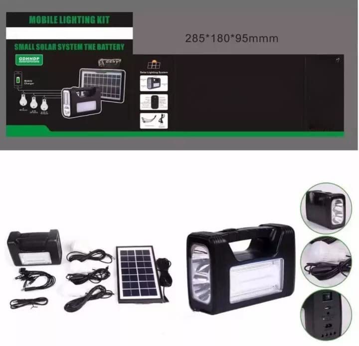 kh Emergency Portable Inverter with 3 Individual 6 Volt LED Hanging Bulbs with 3.75 m Long Wire and AC/DC USB Socket with USB Wire for Mobile Charging with Solar Panel Solar Light - Image 3