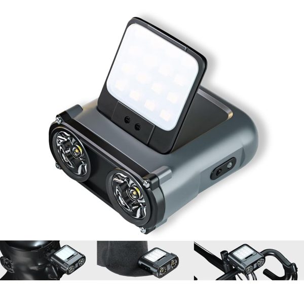 WARSUN Rechargeable Dual-Bead Bright Head Torch with Motion Sensing Brightness Adjustment and Hat Clip - Ideal for Camping