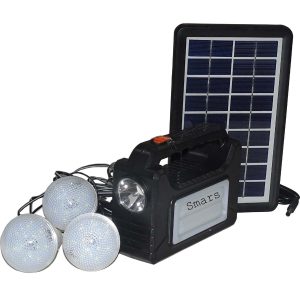 Smars® portable emergency inverter with 3 nos 6vlt LED bulbs 3.75 mtr wire & AC/DC USB socket and solar panel for charging