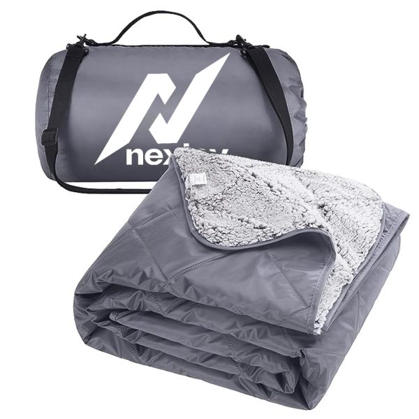 nexlev Sherpa Waterproof Camping Blanket - Extra Thick and Warm Large Sherpa Fleece Outdoor Blanket for Camping