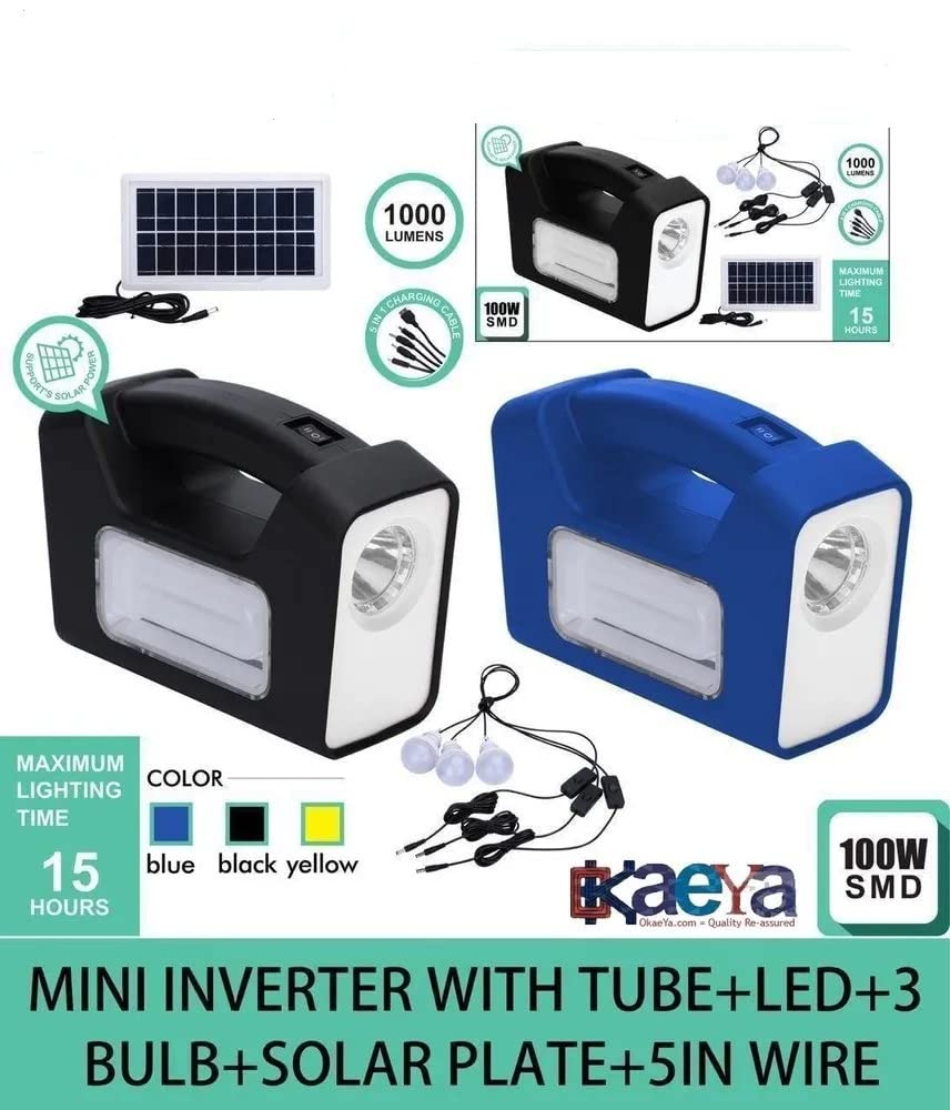 kh Emergency Portable Inverter with 3 Individual 6 Volt LED Hanging Bulbs with 3.75 m Long Wire and AC/DC USB Socket with USB Wire for Mobile Charging with Solar Panel Solar Light - Image 4